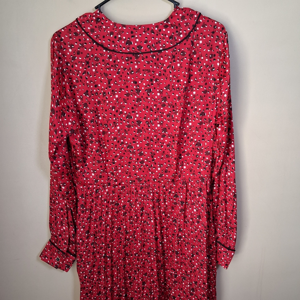 Scotch And Soda Anthropologie NWOT Red Printed Pleated Maxi Dress; Size M - Picture 11 of 12